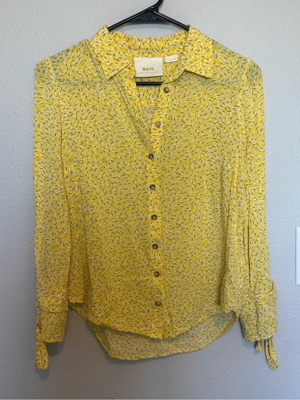 Maeve By Anthropologie Yellow Blithe Button Down Blouse Size 0